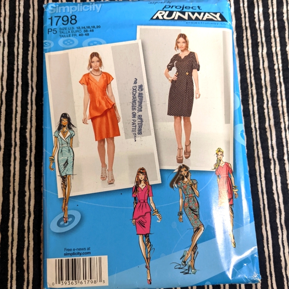 Simplicity 1798 size P5 12,14,16,18,20 dress pattern ONLY